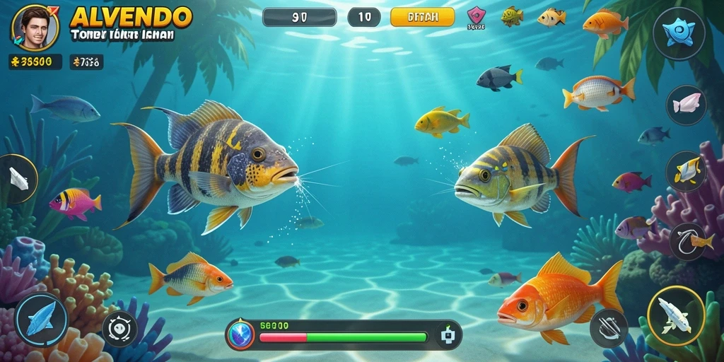 Tampilan gameplay yang menakjubkan dalam Tembak Ikan ALVENDO.