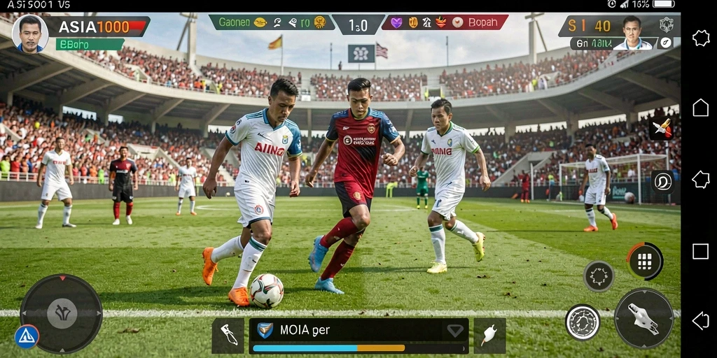 Screenshot gameplay ASIA100 yang menunjukkan aksi seru di lapangan.