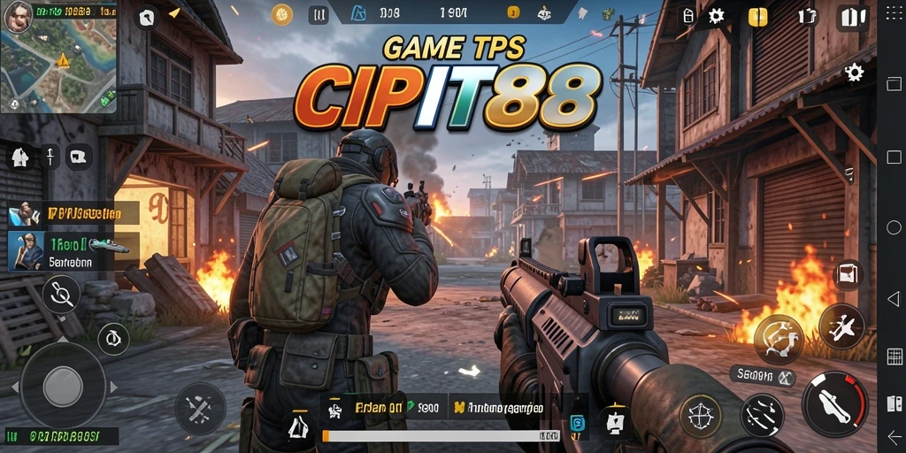 Tampilan gameplay menarik dalam CIPIT88, menunjukkan aksi tembak-menembak.