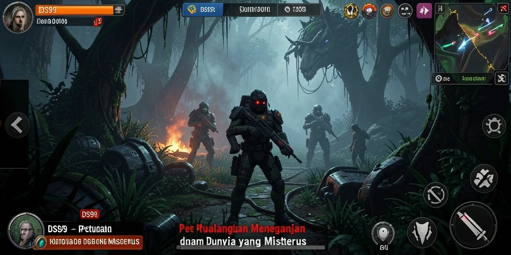 Tampilan gameplay menegangkan dalam dunia petualangan DS99.