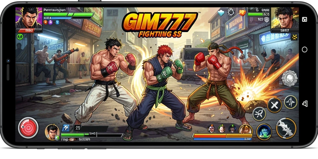 Screenshot GIM777 menampilkan pertarungan mendebarkan antara karakter.
