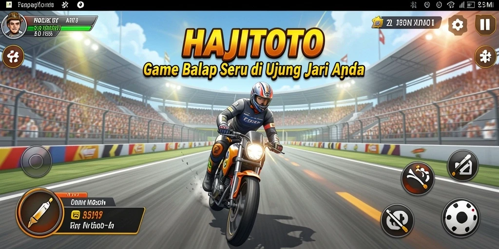 Screenshot gameplay HAJITOTO menampilkan balapan seru di trek menantang.