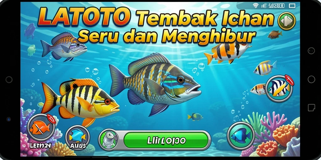 Tampilan screenshot LATOTO yang menampilkan aksi Tembak Ikan yang penuh warna.
