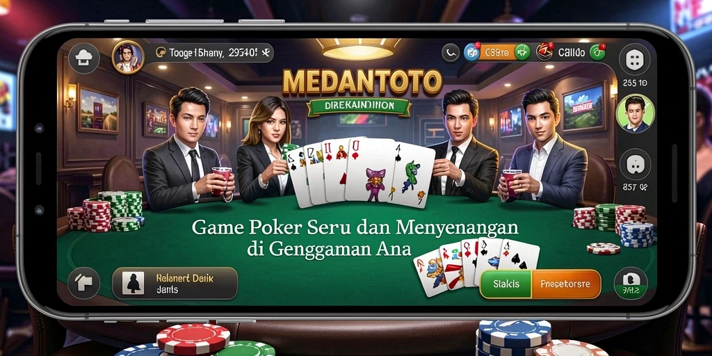 Screenshot MEDANTOTO menampilkan aksi gameplay Poker yang seru.
