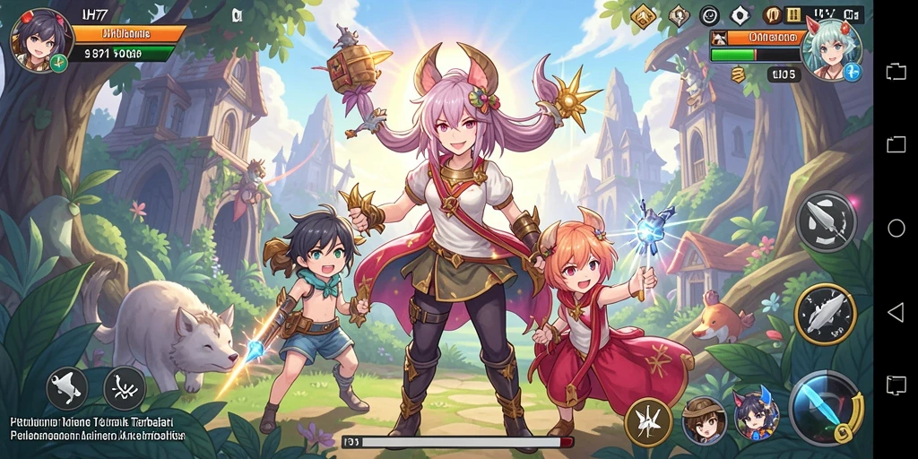 Tampilan gameplay UH77 yang memukau dengan karakter anime aksi.